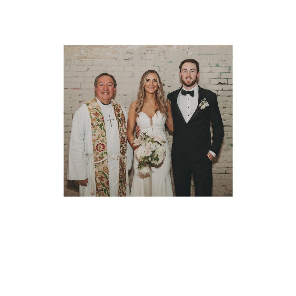 Father Richard Aguilar with Texas Wedding Ministers with couple after their wedding ceremony