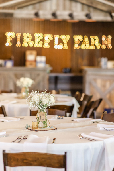 Reception area during wedding ceremony with Texas Wedding Ministers at Firefly Farm