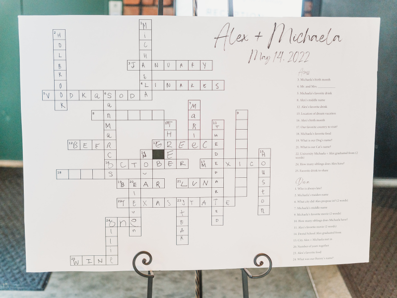 Crossword puzzle game from couple with Texas Wedding Ministers